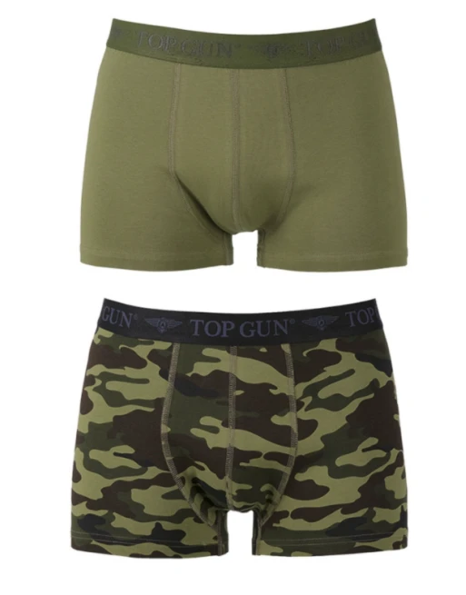 TOP GUN - Boxer Shorts, 2 pak, Oliven/Camoflage