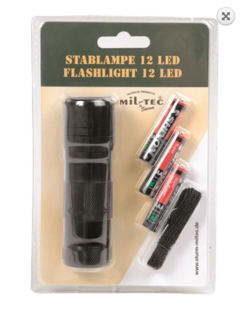 MIL-TEC - Lygte, 12 LED (3AAA) , sort