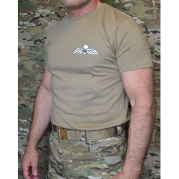ParaWings T-shirt in khaki, Small white Dutch Parawing on chest
