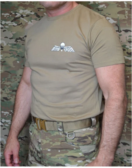 ParaWings T-shirt i MTS-Khaki, lille hvid hollandsk vinge på bryst