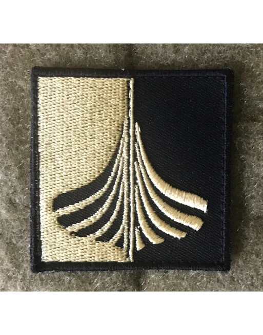 Langskib Patch, Sort/Khaki, 5 x 5 cm