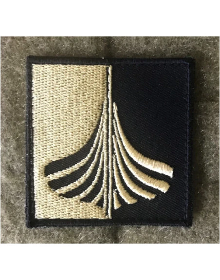 Langskib Patch, Sort/Khaki, 5 x 5 cm