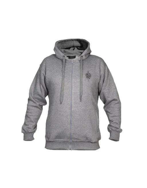 Zip-Hoodie, Grå med regiments tryk på bryst