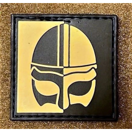 Vikinghjelm Patch på velcro, PVC, - Sort/Khaki, 5 x 5 cm