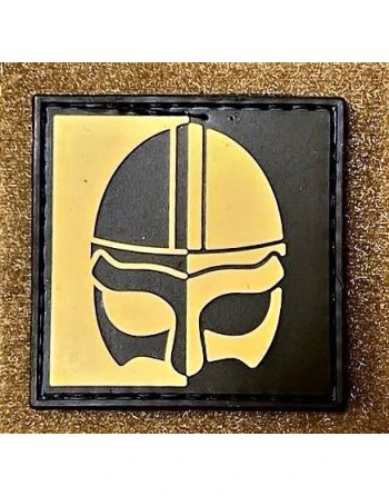 Viking Helmet Patch on velcro, PVC, - Black/Khaki, 5 x 5 cm