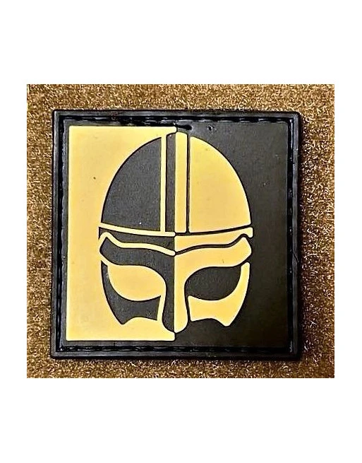 Viking Helmet Patch on velcro, PVC, - Black/Khaki, 5 x 5 cm