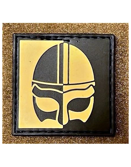 Vikinghjelm Patch på velcro, PVC, - Sort/Khaki, 5 x 5 cm