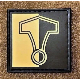 Thors Hammer Patch på velcro, PVC, - Sort/Khaki, 5 x 5 cm