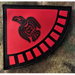 Ravne Banner på velcro, PVC, Blodrød og sort
