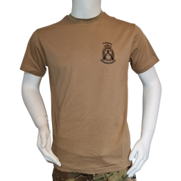 LANCER T-shirt i MTS-Khaki, m. Hærens Sergentskoles enhedsmærke trykt på brystet