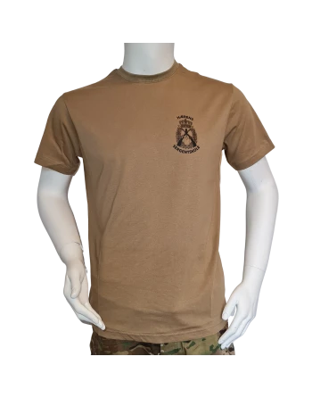 LANCER T-shirt i MTS-Khaki, m. Hærens Sergentskoles enhedsmærke trykt på brystet