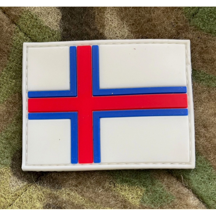 Merkid  - Færøernes flag, PVC med Velcro (6,5x5cm)