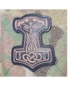 Thors Hammer med Runer, PVC-Patch, Tan/sort