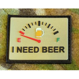 I NEED BEER, Meter, PVC med Velcro (6,5x5cm)