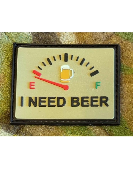 I NEED BEER, Meter, PVC med Velcro (6,5x5cm)