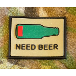 NEED BEER, Flaske, PVC med Velcro (6,5x5cm)
