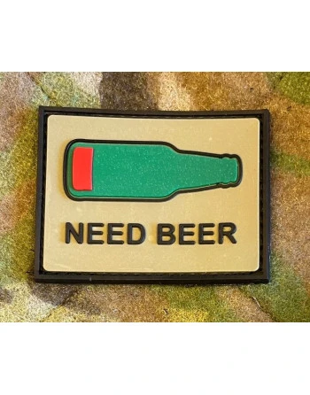 NEED BEER, Flaske, PVC med Velcro (6,5x5cm)