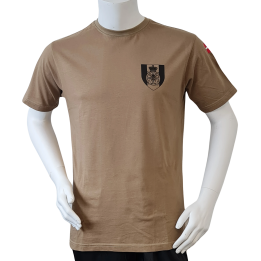 LANCER T-shirt i MTS-Khaki, m. Trænregimentets Regimentsmærke trykt på brystet