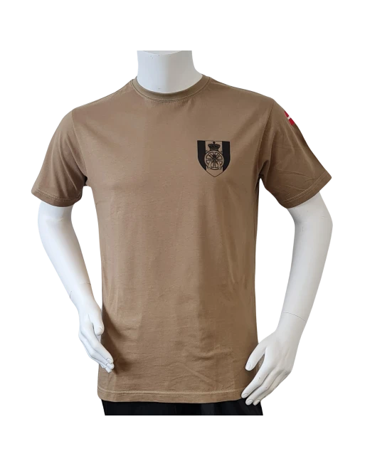 LANCER T-shirt i MTS-Khaki, m. Trænregimentets Regimentsmærke trykt på brystet
