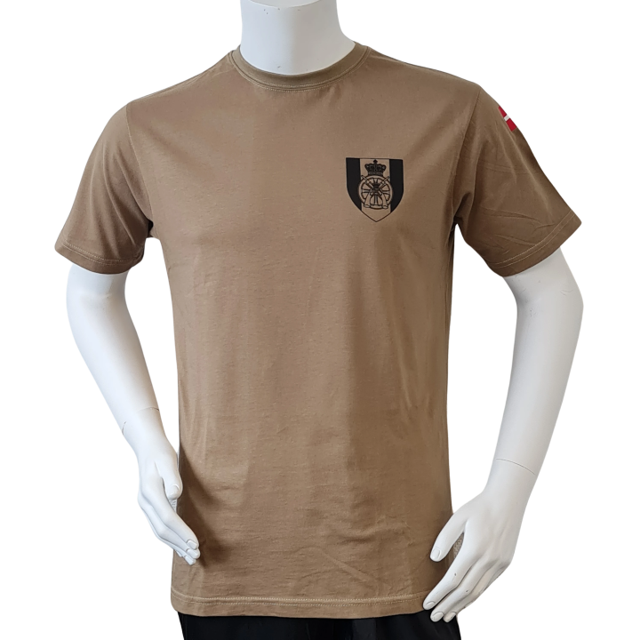 LANCER T-shirt i MTS-Khaki, m. Trænregimentets Regimentsmærke trykt på brystet