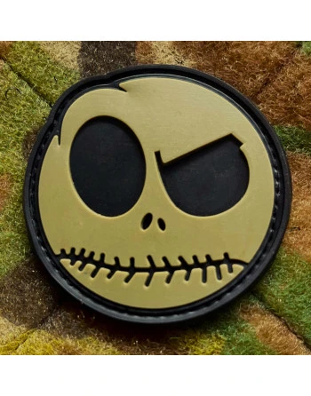 Nightmare Smiley, Olive, Round PVC Patch with Velcro