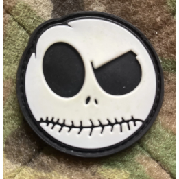 Nightmare Smiley, Rundt PVC med Velcro, Selvlysende (2. sortering)