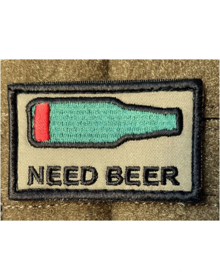 NEED BEER Patch, Flaske, Broderi på velcro