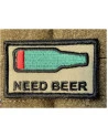 NEED BEER Patch, Flaske, Broderi på velcro