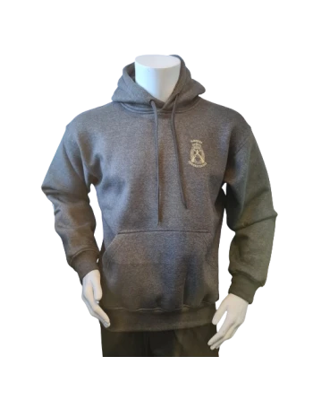 Lancer - Hoodie u/zip, Mørkegrå med HÆRENS SERGENTSKOLE tryk på ryg