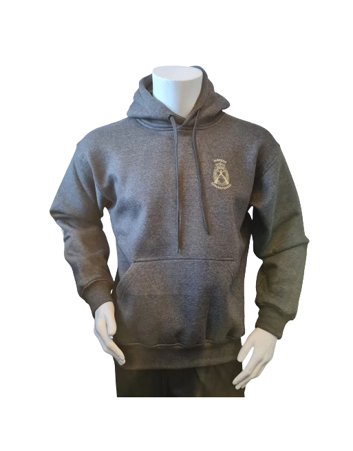 Lancer - Hoodie u/zip, Mørkegrå med HÆRENS SERGENTSKOLE tryk på ryg