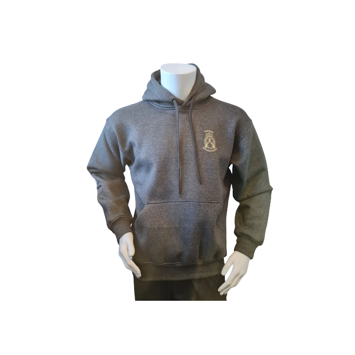 Lancer - Hoodie u/zip, Mørkegrå med HÆRENS SERGENTSKOLE tryk på ryg