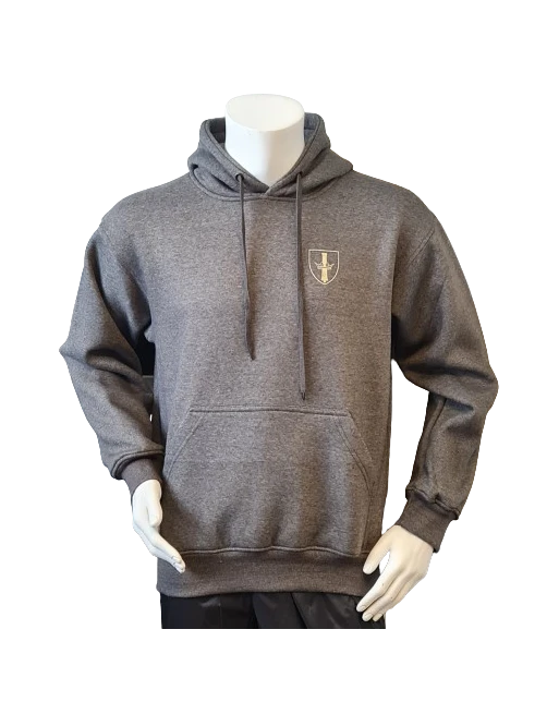 Lancer - Hoodie u/zip, Mørkegrå med DANSKE ARTILLERIREGIMENT tryk på ryg