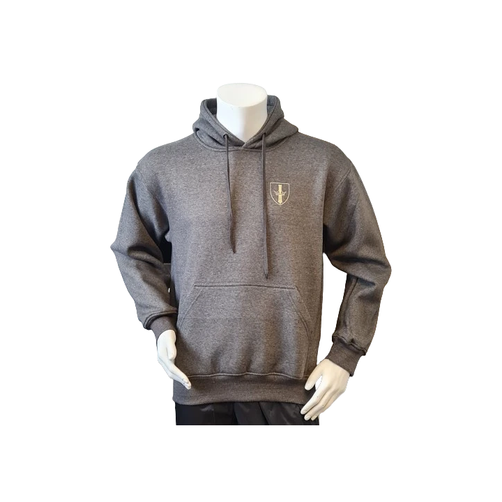 Lancer - Hoodie u/zip, Mørkegrå med DANSKE ARTILLERIREGIMENT tryk på ryg