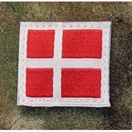 Dannebrog, lille, vævet med Velcro, Rød/hvid