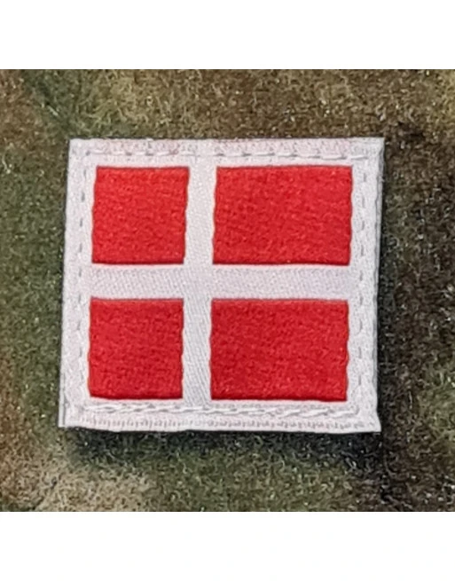 Dannebrog, lille, vævet med Velcro, Rød/hvid