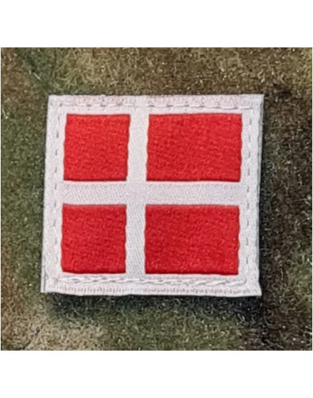 Danish Flag, small, weaved with Velcro, Red/white