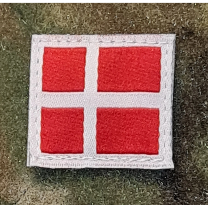 Dannebrog, lille, vævet med Velcro, Rød/hvid
