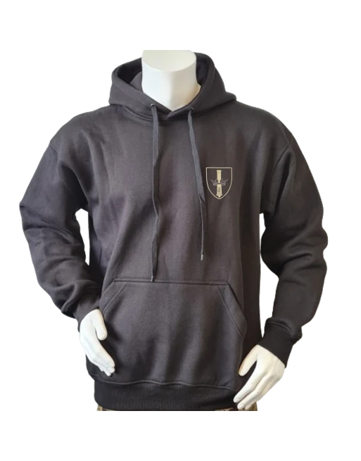 Lancer - Hoodie u/zip, Sort med DANSKE ARTILLERIREGIMENT tryk på ryg