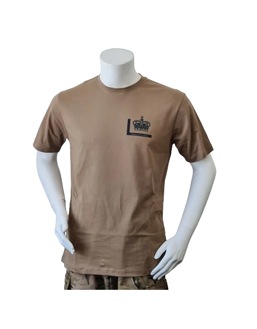 Lancer – T-shirt med Fløjkompagniets Enhedsmærke tryk på bryst, MTS-Khaki