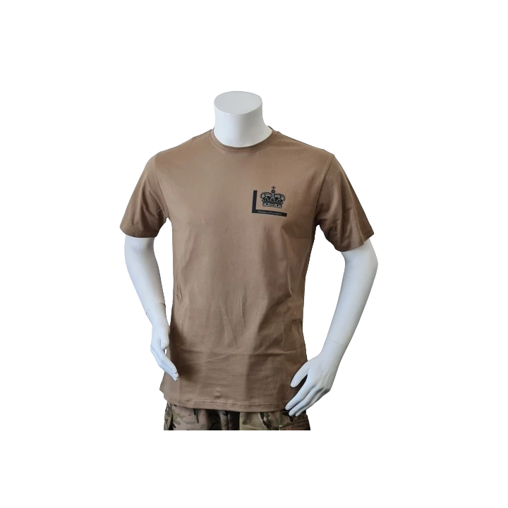 Lancer – T-shirt med Fløjkompagniets Enhedsmærke tryk på bryst, MTS-Khaki