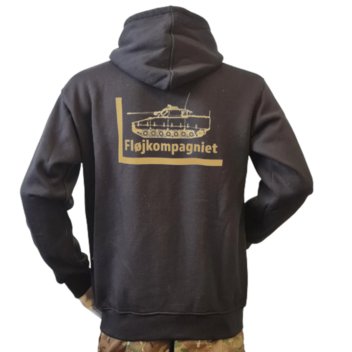 Lancer - Hoodie, med 1/1 LG,  Fløjkompagniet-tryk på ryg, Sort