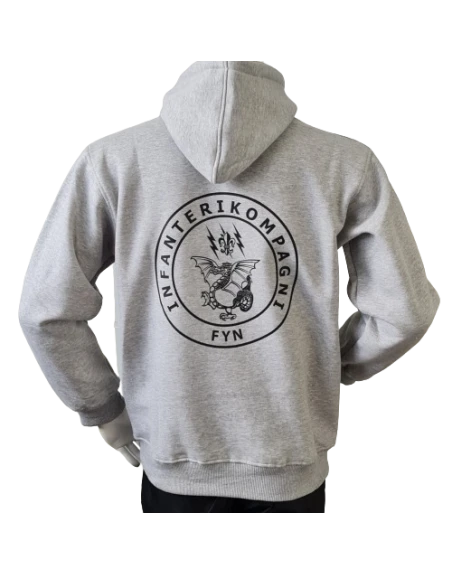 Lancer - Hoodie, grå med INFANTERIKOMPAGNI FYN tryk på ryg