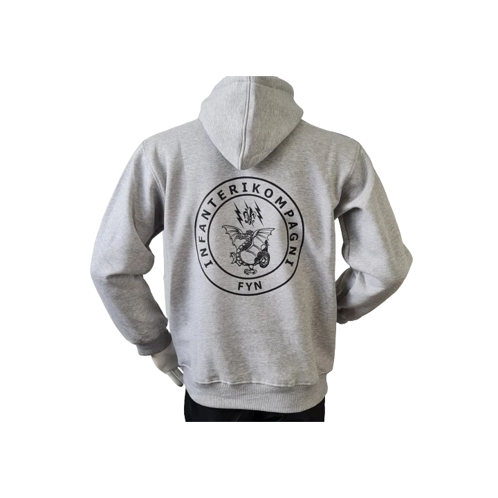Lancer - Hoodie, grå med INFANTERIKOMPAGNI FYN tryk på ryg