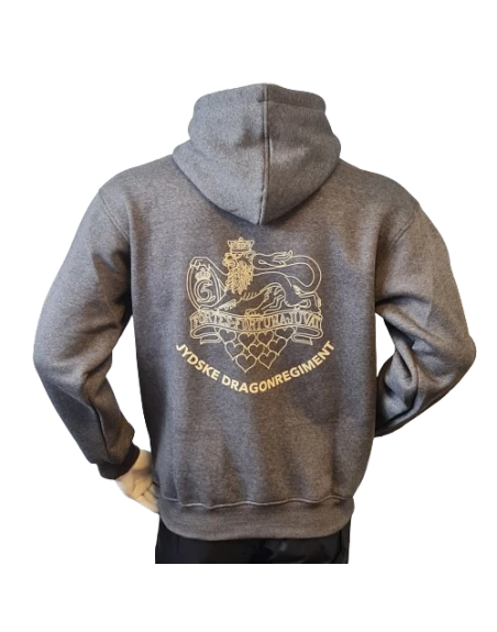 Lancer - Hoodie u/zip, Mørkegrå med JYDSKE DRAGONREGIMENT tryk på ryg