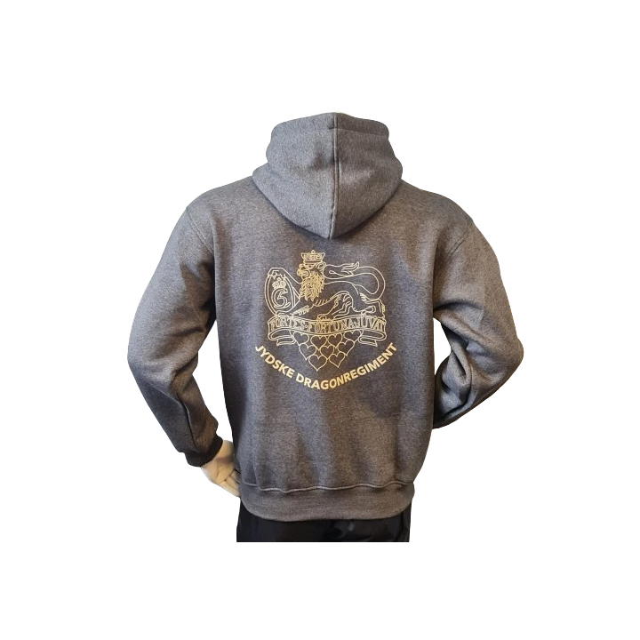 Lancer - Hoodie u/zip, Mørkegrå med JYDSKE DRAGONREGIMENT tryk på ryg