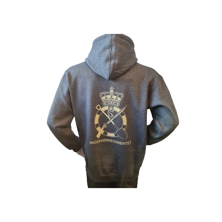 Lancer - Hoodie u/zip, Mørkegrå med INGENIØRREGIMENTET tryk på ryg