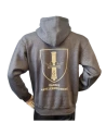 Lancer - Hoodie u/zip, Mørkegrå med DANSKE ARTILLERIREGIMENT tryk på ryg