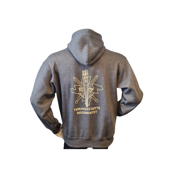 Lancer - Hoodie u/zip, Mørkegrå med FØRRINGSSTØTTEREGIMENTET tryk på ryg