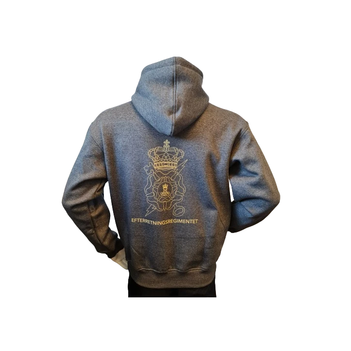 Lancer - Hoodie u/zip, Mørkegrå med EFTERRETNINGSREGIMENTET tryk på ryg