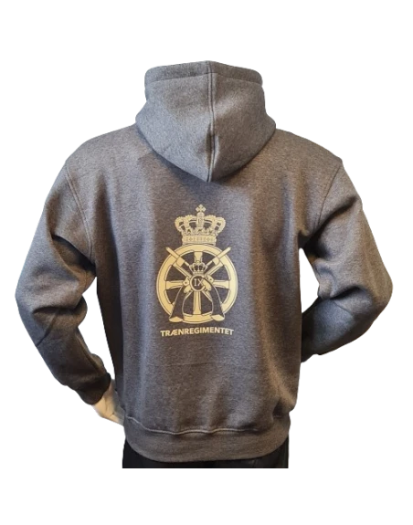 Lancer - Hoodie u/zip, Mørkegrå med TRÆNREGIMENTET tryk på ryg